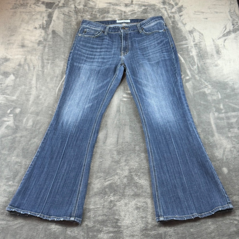 KanCan Petite Flare Jeans Medium Wash Distressed Hem Size 13/30 KC6102LOH-PT